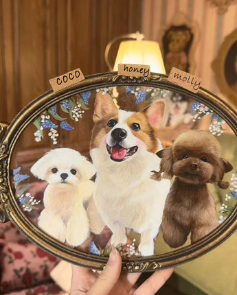 custom pet portrait on glass|framed wall art