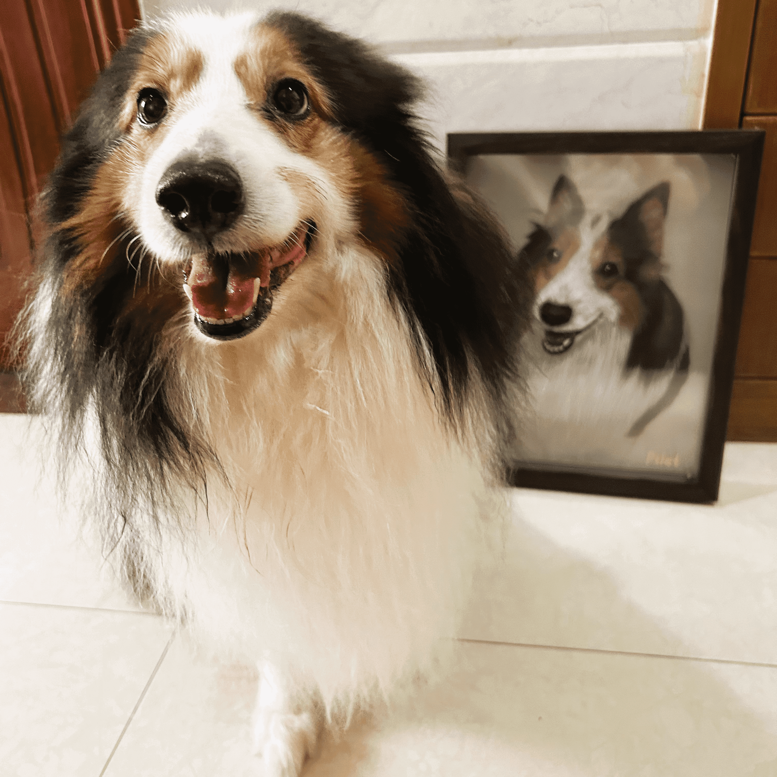 Custom Glass Pet Portrait(Wooden Frame)